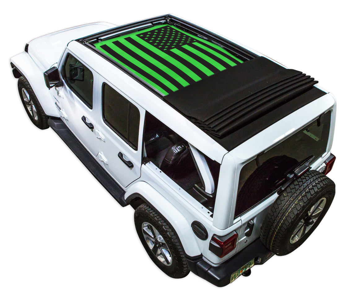 Jeep Wrangler JLU Sky One Touch Power Top Sun Shade Stock Printed Shade Top (2018–2026)