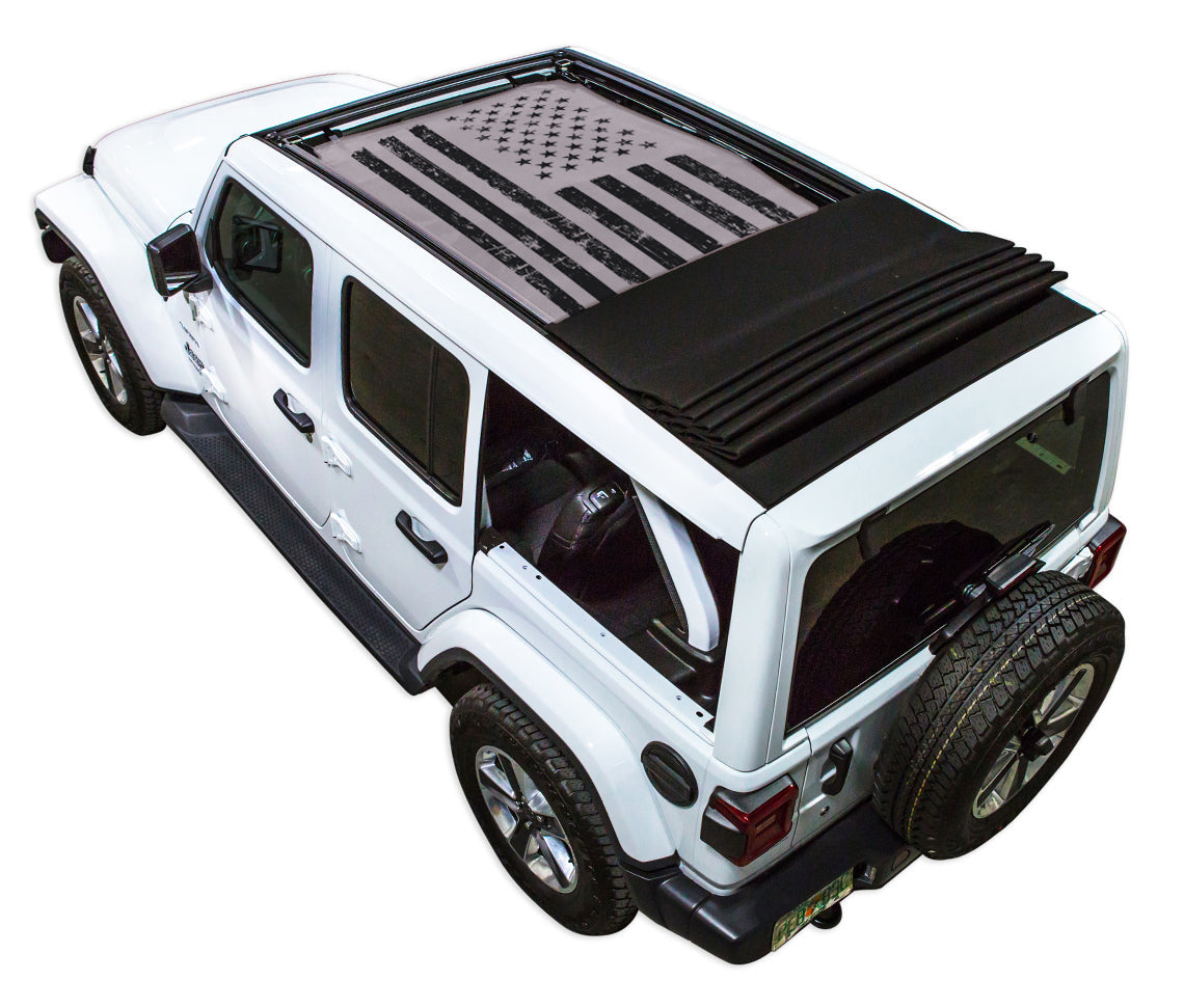 Jeep Wrangler JLU Sky One Touch Power Top Sun Shade Stock Printed Shade Top (2018–2026)