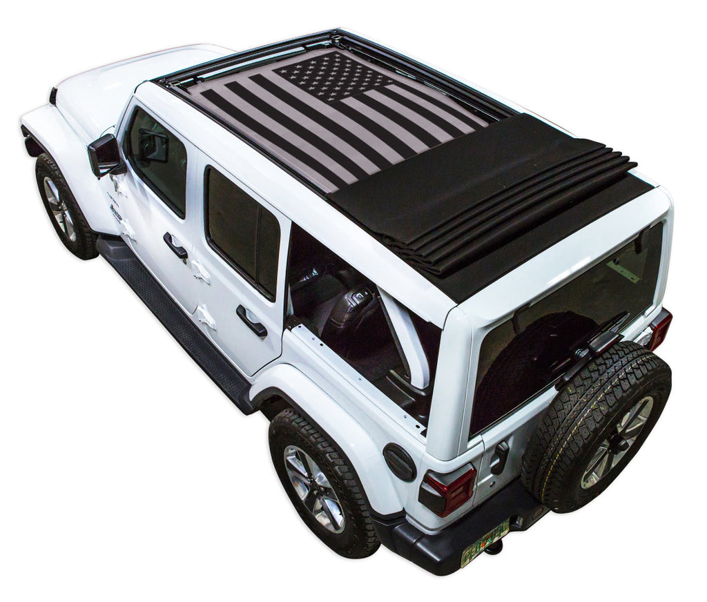 Jeep Wrangler JLU Sky One Touch Power Top Sun Shade Stock Printed Shade Top (2018–2026)