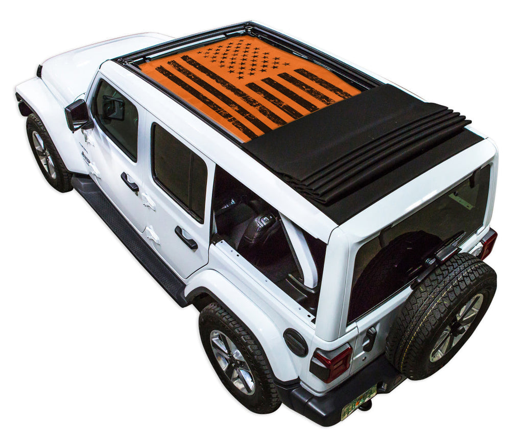 Jeep Wrangler JLU Sky One Touch Power Top Sun Shade Stock Printed Shade Top (2018–2026)