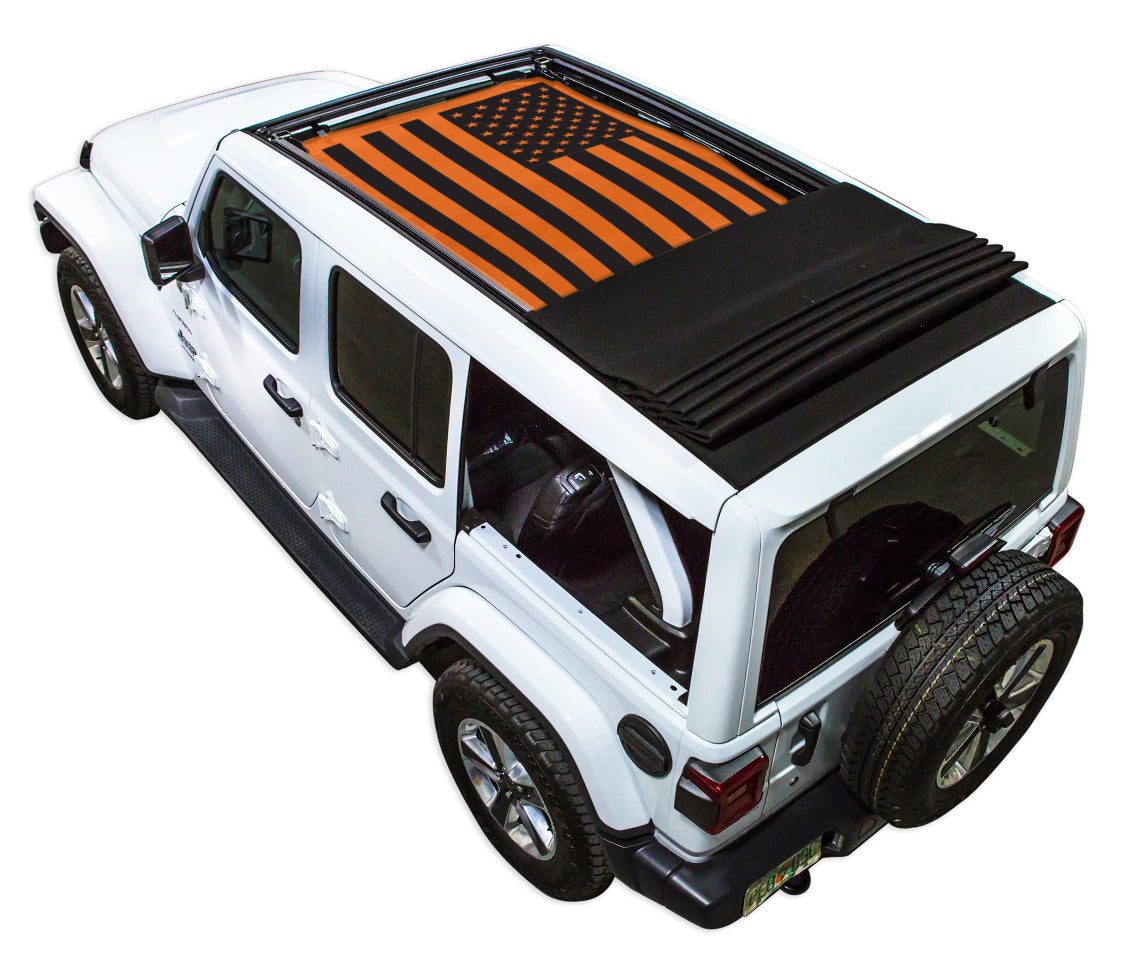 Jeep Wrangler JLU Sky One Touch Power Top Sun Shade Stock Printed Shade Top (2018–2026)