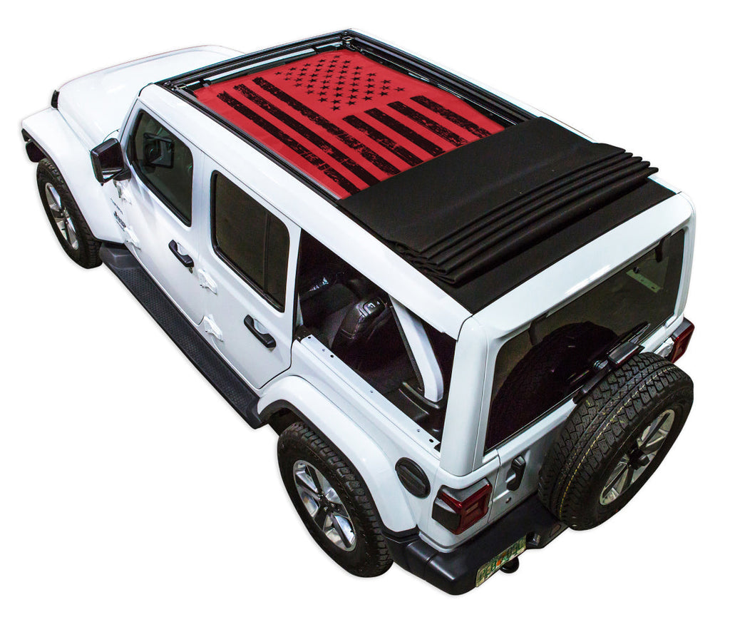 Jeep Wrangler JLU Sky One Touch Power Top Sun Shade Stock Printed Shade Top (2018–2026)
