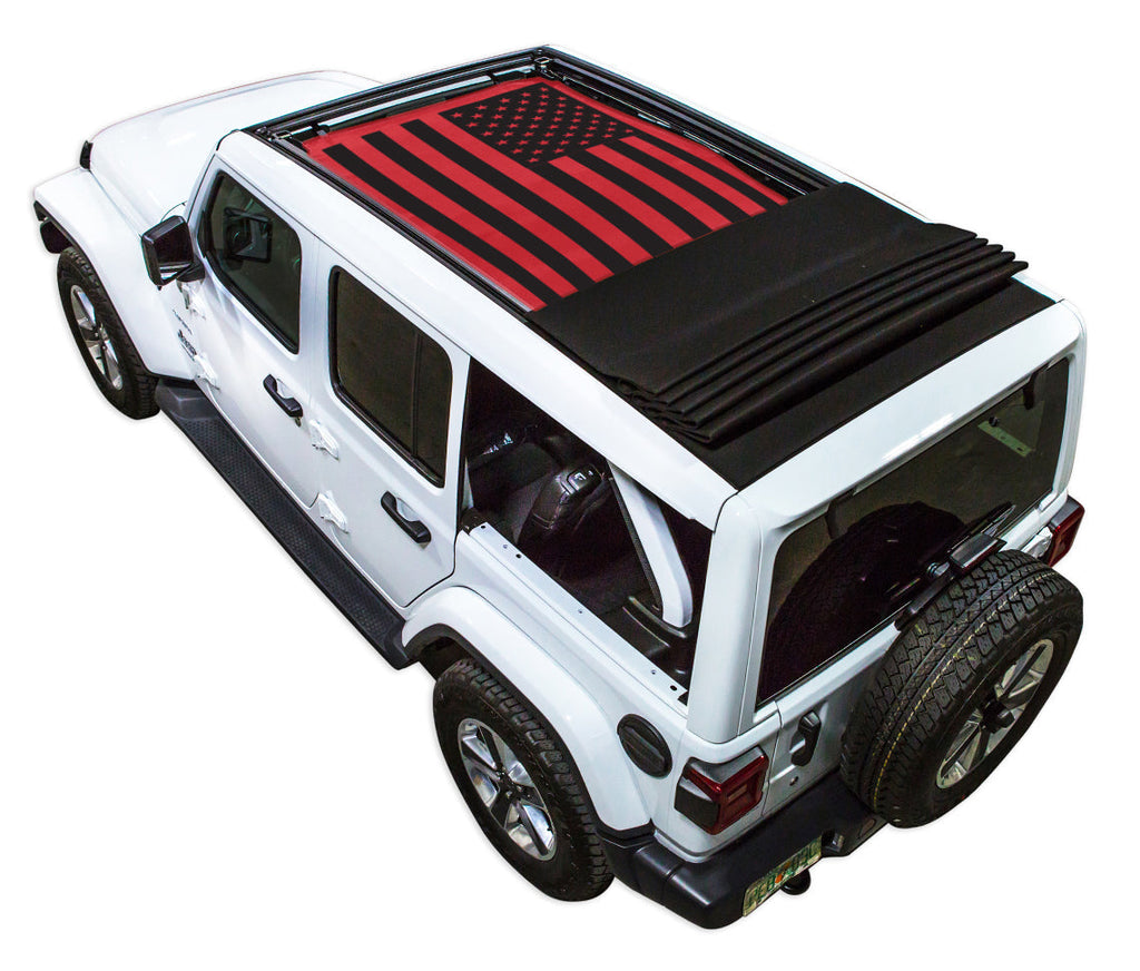 Jeep Wrangler JLU Sky One Touch Power Top Sun Shade Stock Printed Shade Top (2018–2026)