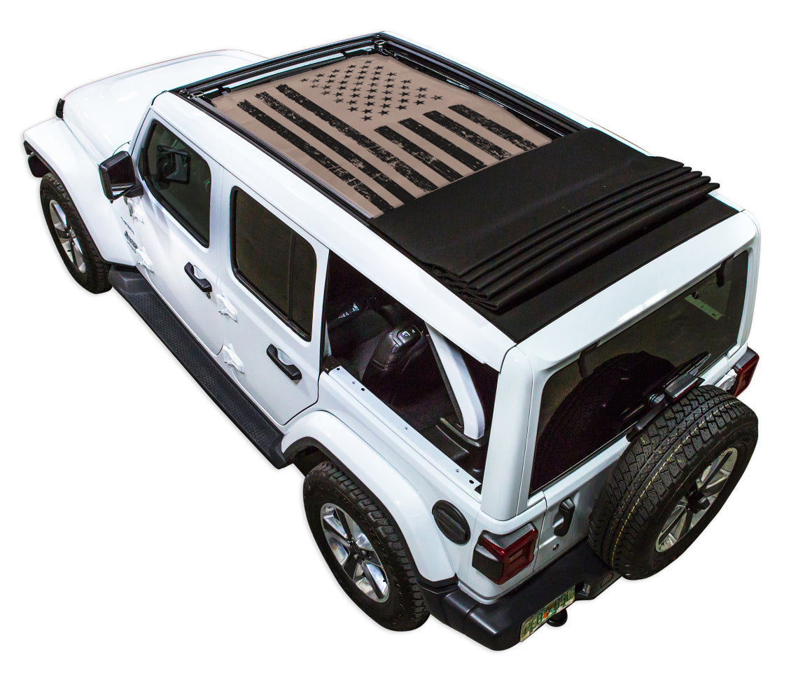 Jeep Wrangler JLU Sky One Touch Power Top Sun Shade Stock Printed Shade Top (2018–2026)