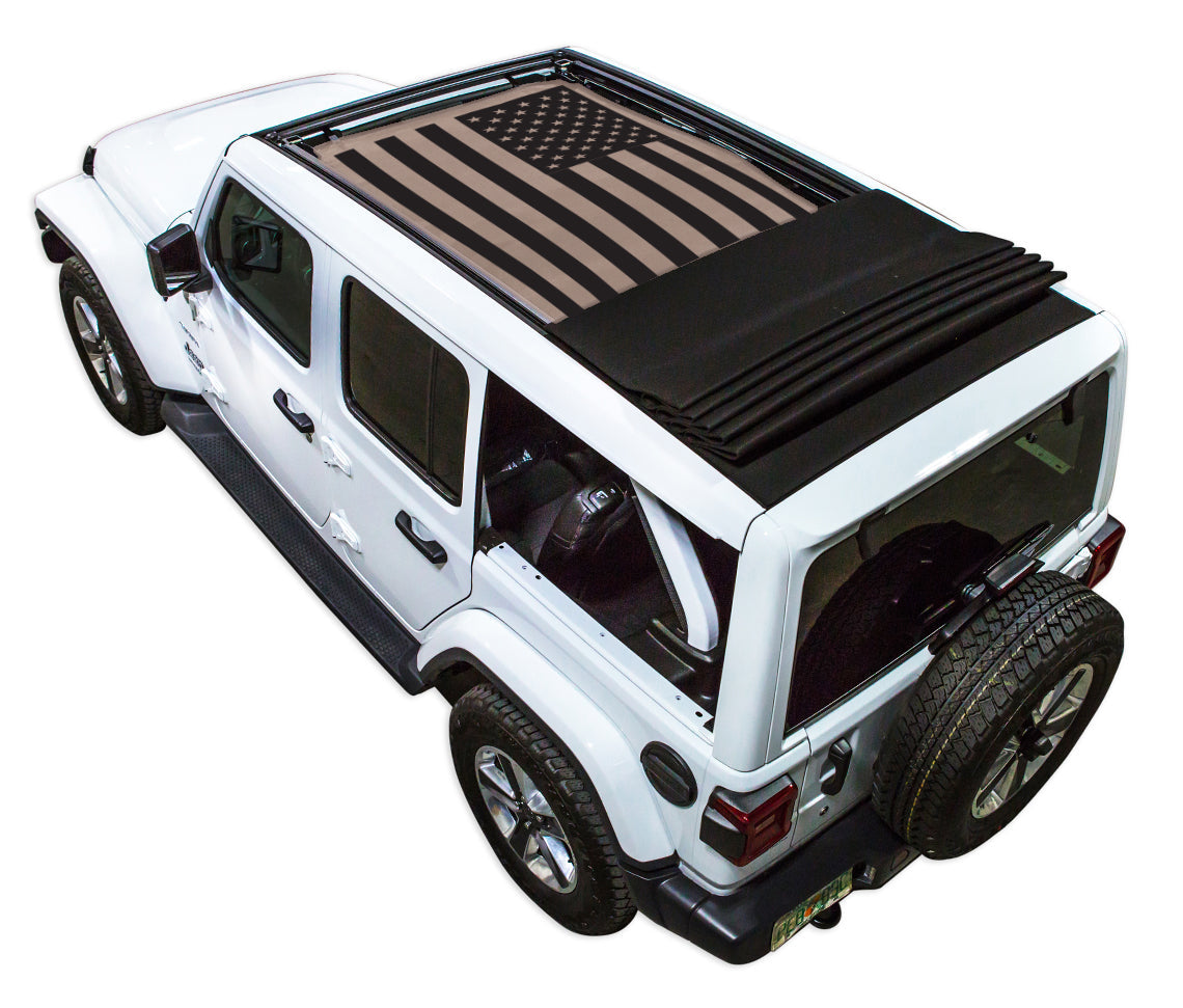 Jeep Wrangler JLU Sky One Touch Power Top Sun Shade Stock Printed Shade Top (2018–2026)