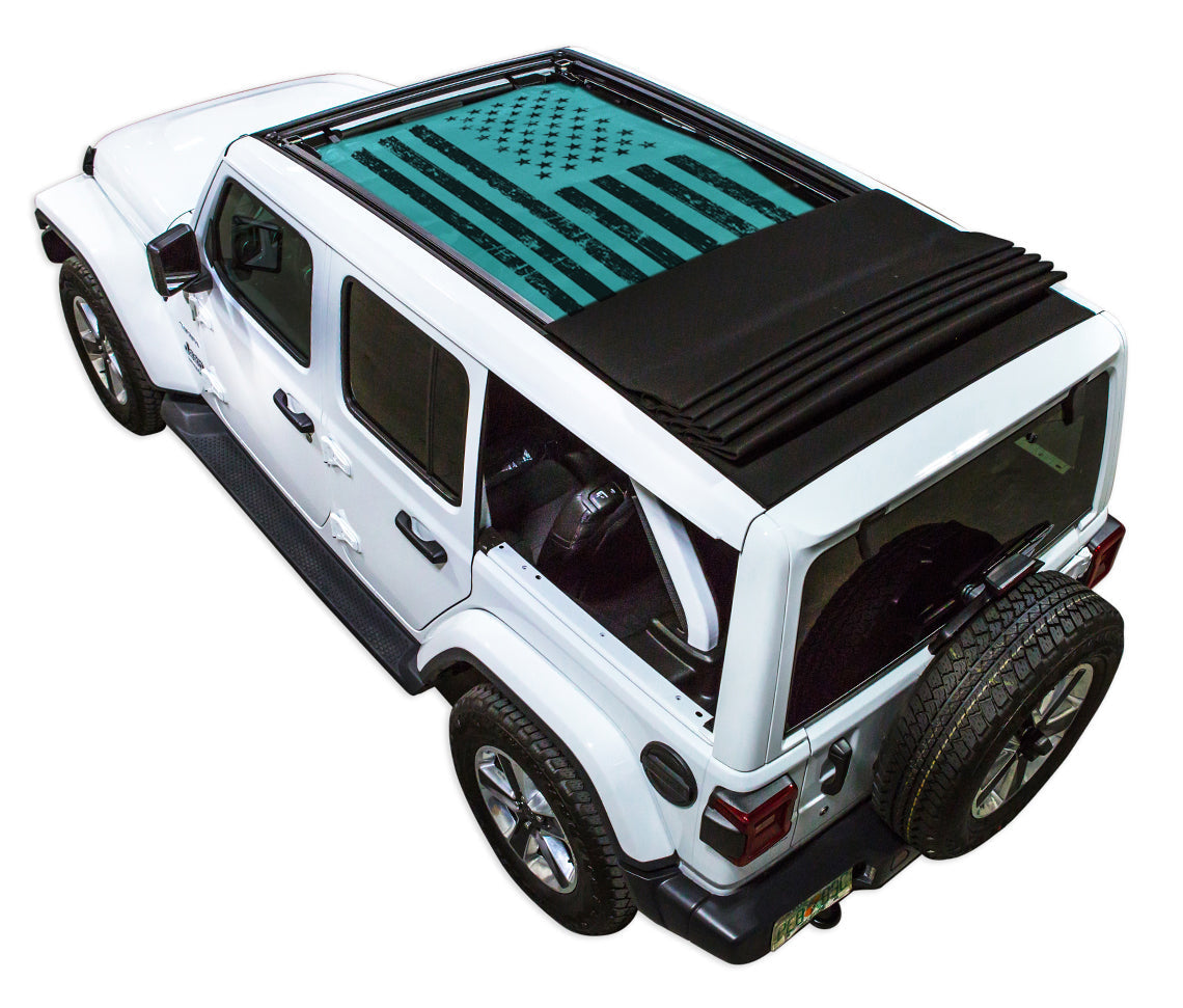 Jeep Wrangler JLU Sky One Touch Power Top Sun Shade Stock Printed Shade Top (2018–2026)
