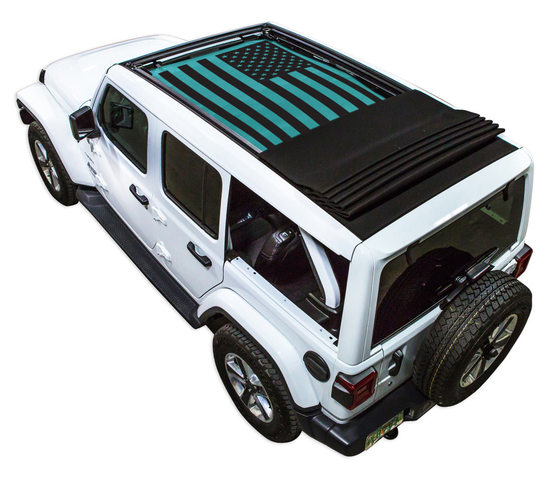 Jeep Wrangler JLU Sky One Touch Power Top Sun Shade Stock Printed Shade Top (2018–2026)