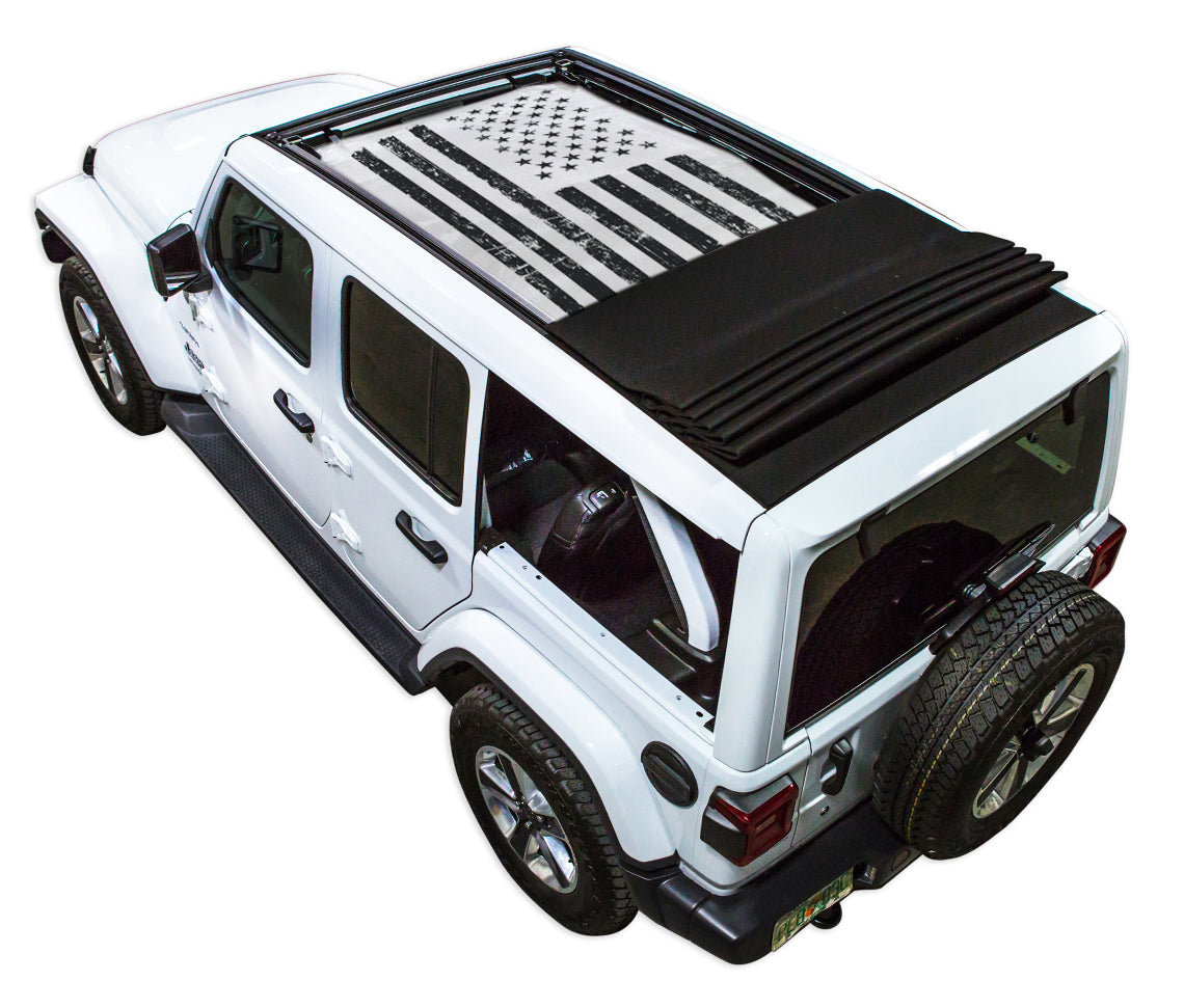 Jeep Wrangler JLU Sky One Touch Power Top Sun Shade Stock Printed Shade Top (2018–2026)