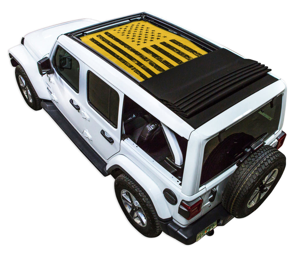 Jeep Wrangler JLU Sky One Touch Power Top Sun Shade Stock Printed Shade Top (2018–2026)