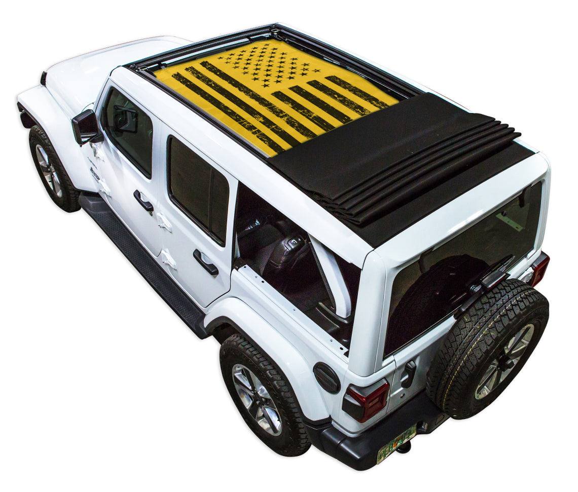 Jeep Wrangler JLU Sky One Touch Power Top Sun Shade Stock Printed Shade Top (2018–2026)