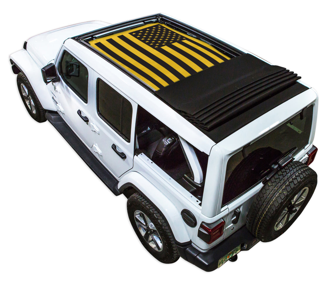 Jeep Wrangler JLU Sky One Touch Power Top Sun Shade Stock Printed Shade Top (2018–2026)