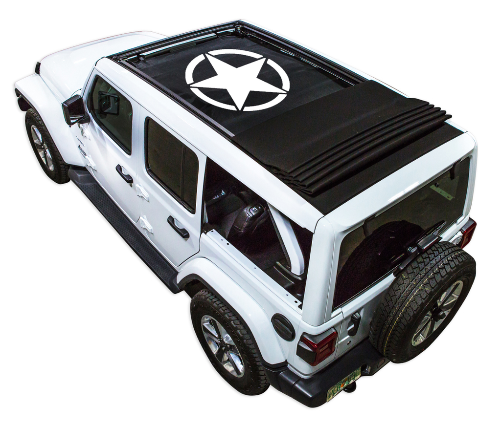 Jeep Wrangler JLU Sky One Touch Power Top Sun Shade Stock Printed Shade Top (2018–2026)