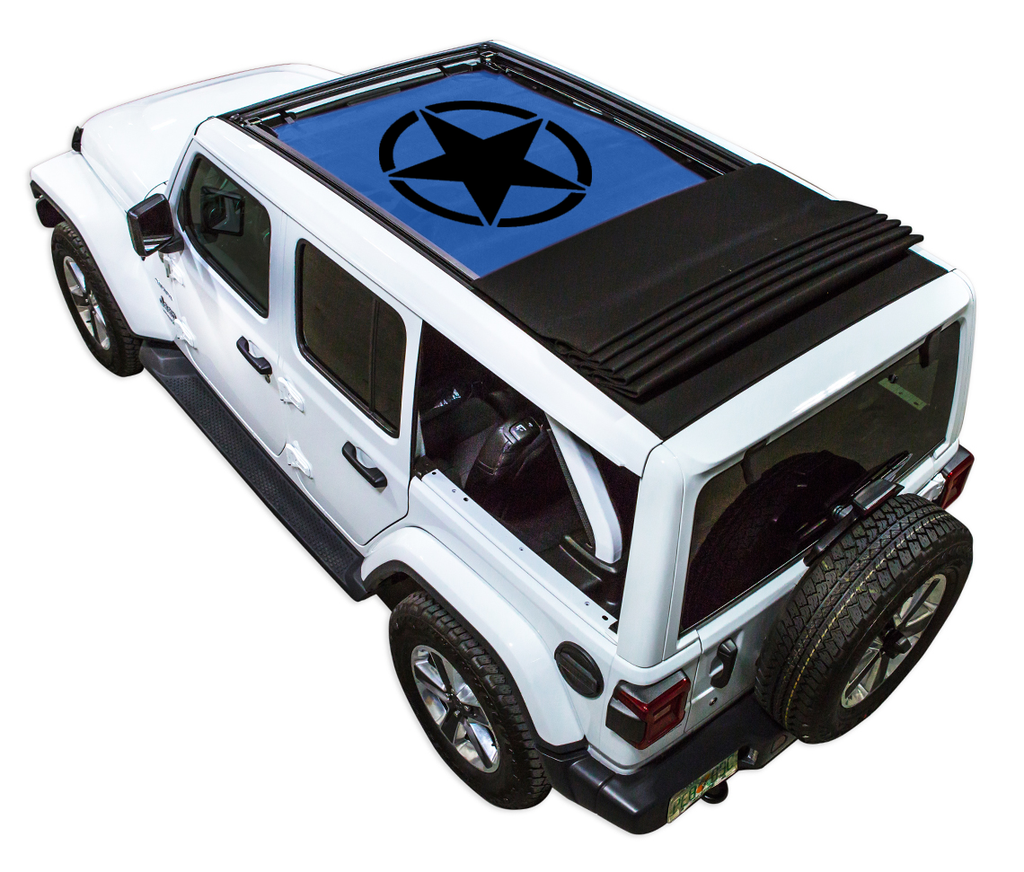 Jeep Wrangler JLU Sky One Touch Power Top Sun Shade Stock Printed Shade Top (2018–2026)