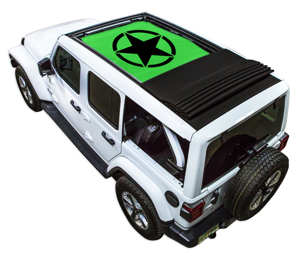 Jeep Wrangler JLU Sky One Touch Power Top Sun Shade Stock Printed Shade Top (2018–2026)
