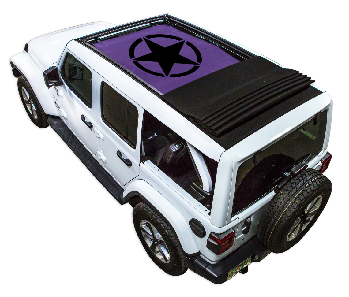 Jeep Wrangler JLU Sky One Touch Power Top Sun Shade Stock Printed Shade Top (2018–2026)
